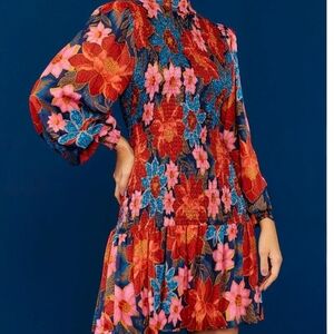 FARM Rio Multicolor Floral Long Sleeve Dress